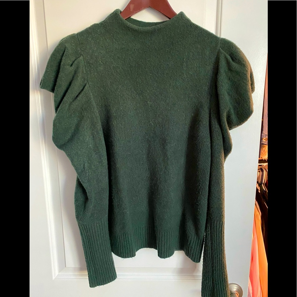 Green puff sleeve Express sweater.